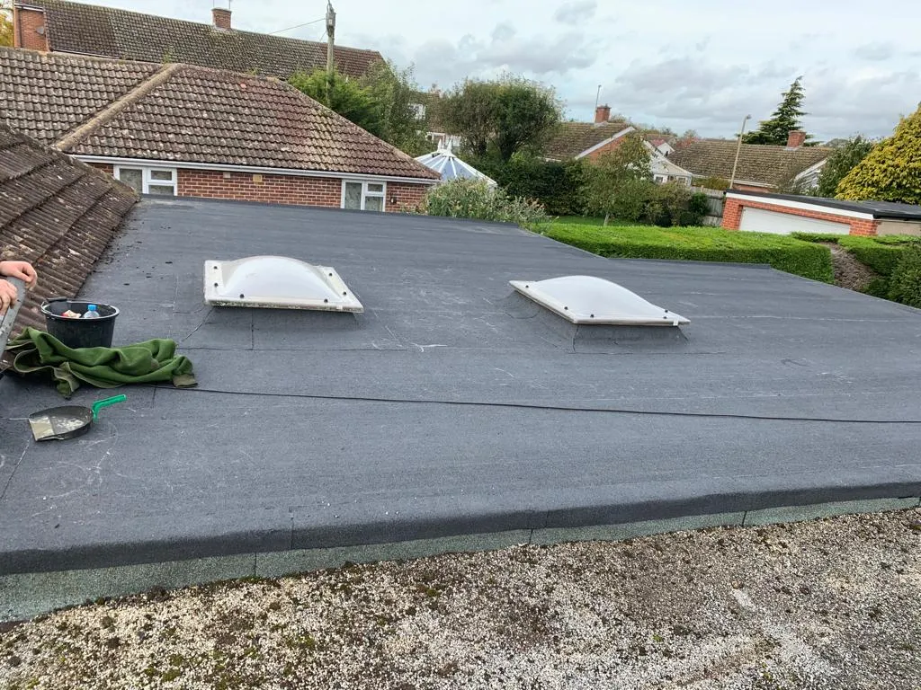 flat roof with skylights